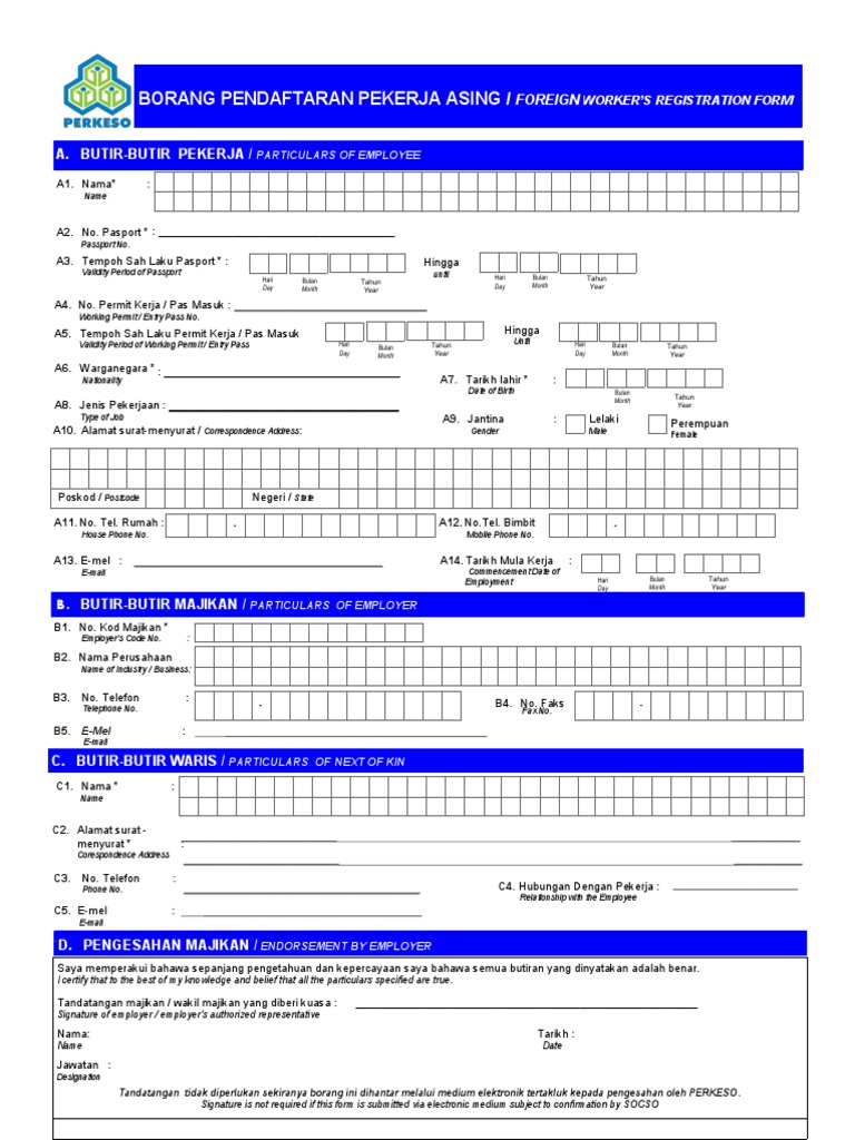 Borang Pendaftaran Pekerja Asing Pindaan Pdf