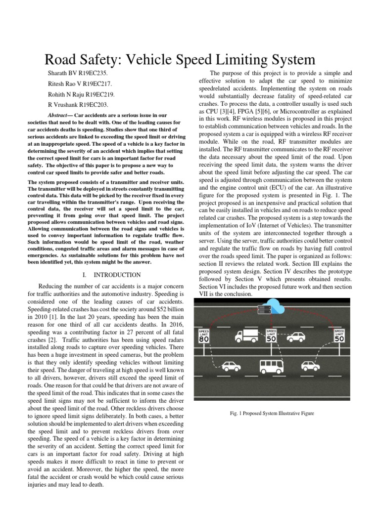Road Safety: Vehicle Speed Limiting System: Abstract - Car Accidents ...