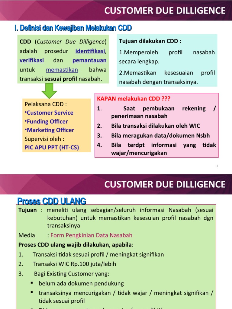 Prosedur Customer Due Diligence (CDD) | PDF