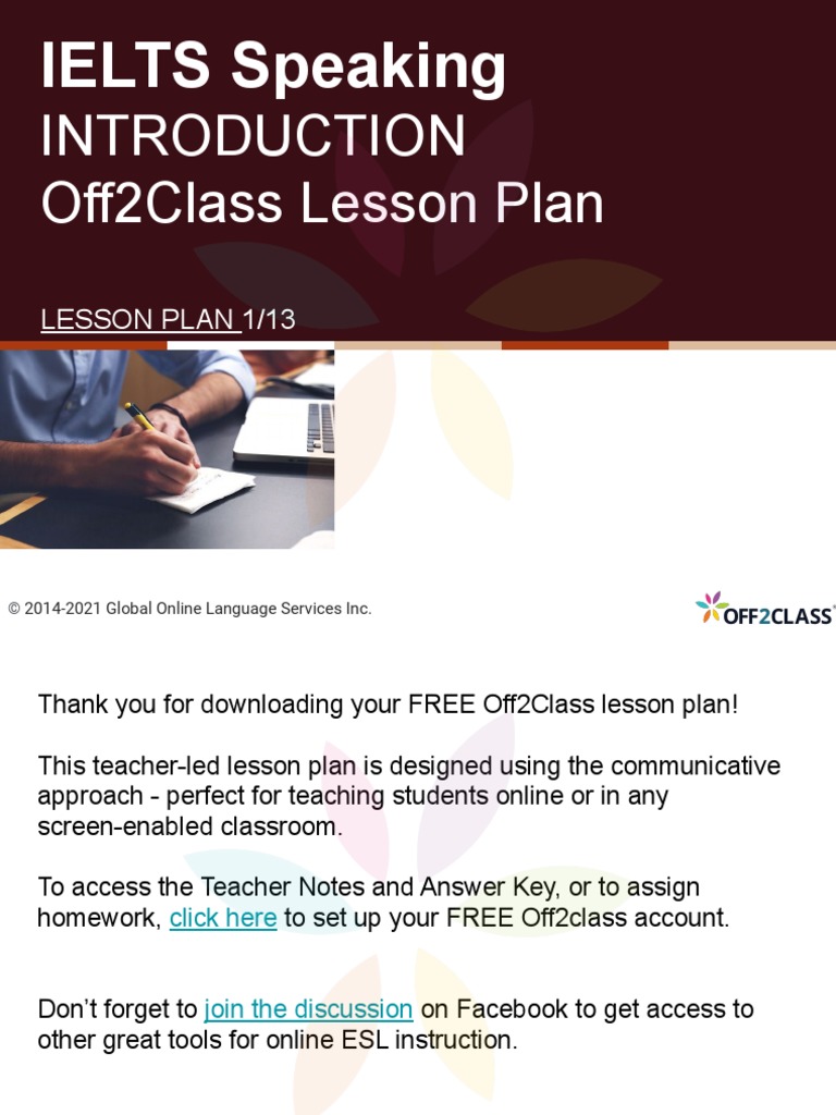 Off2Class Lesson Plan: IELTS Speaking | PDF | English As A Second Or ...