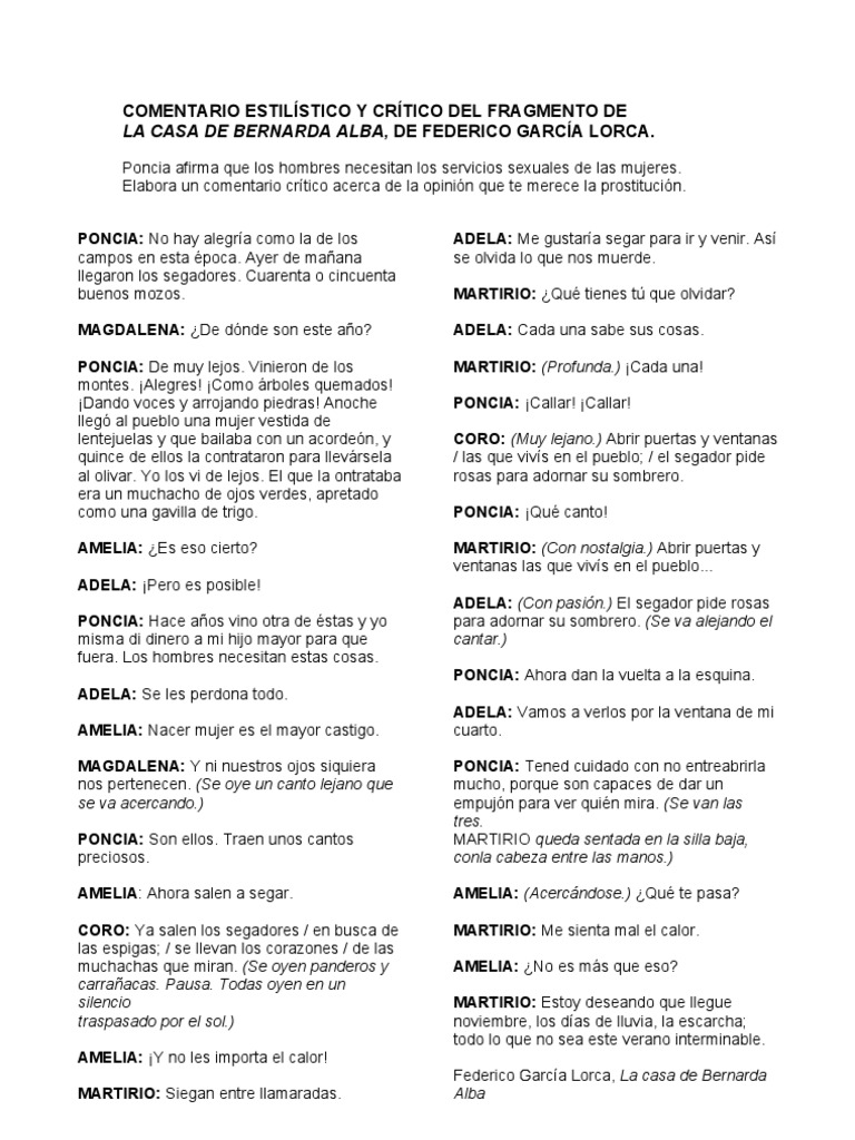 La Casa De Bernarda Alba Apuntes