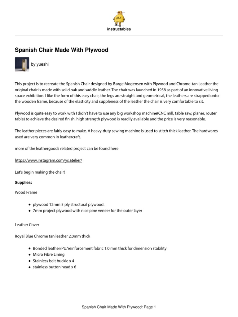 Recreating the Iconic Spanish Chair Through DIY Plywood Construction