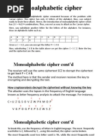 Monoalphabetic Cipher: A B C D E F G H I - Z C Z S G