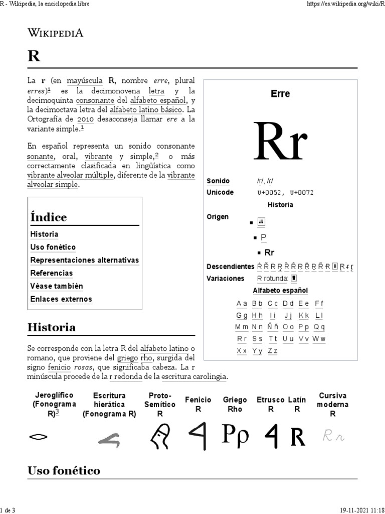 R - Wikipedia, La Enciclopedia Libre | PDF | Escritura latina ...