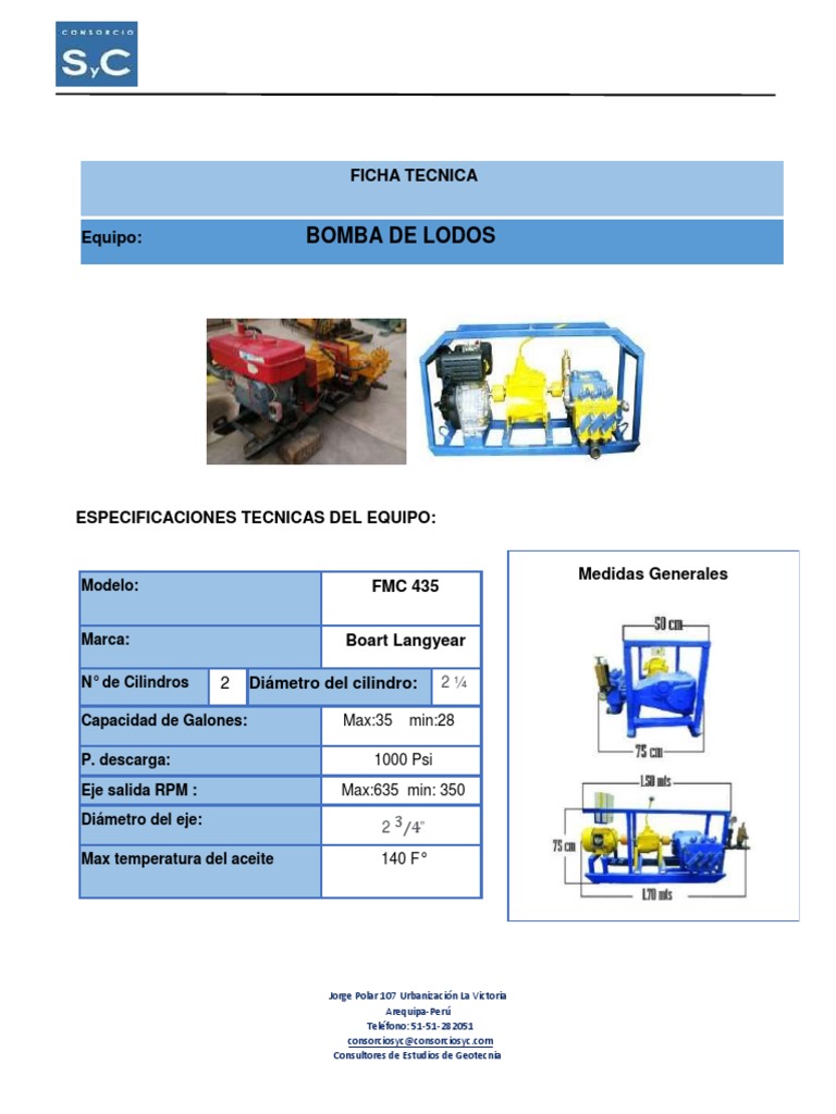 Ficha Técnica Bomba FMC 435 | PDF | Bomba | Pistón