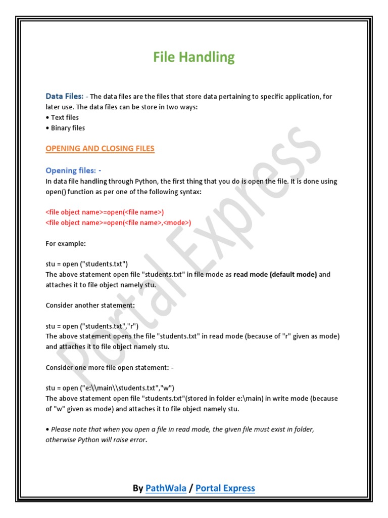 File Handling: Data Files | PDF