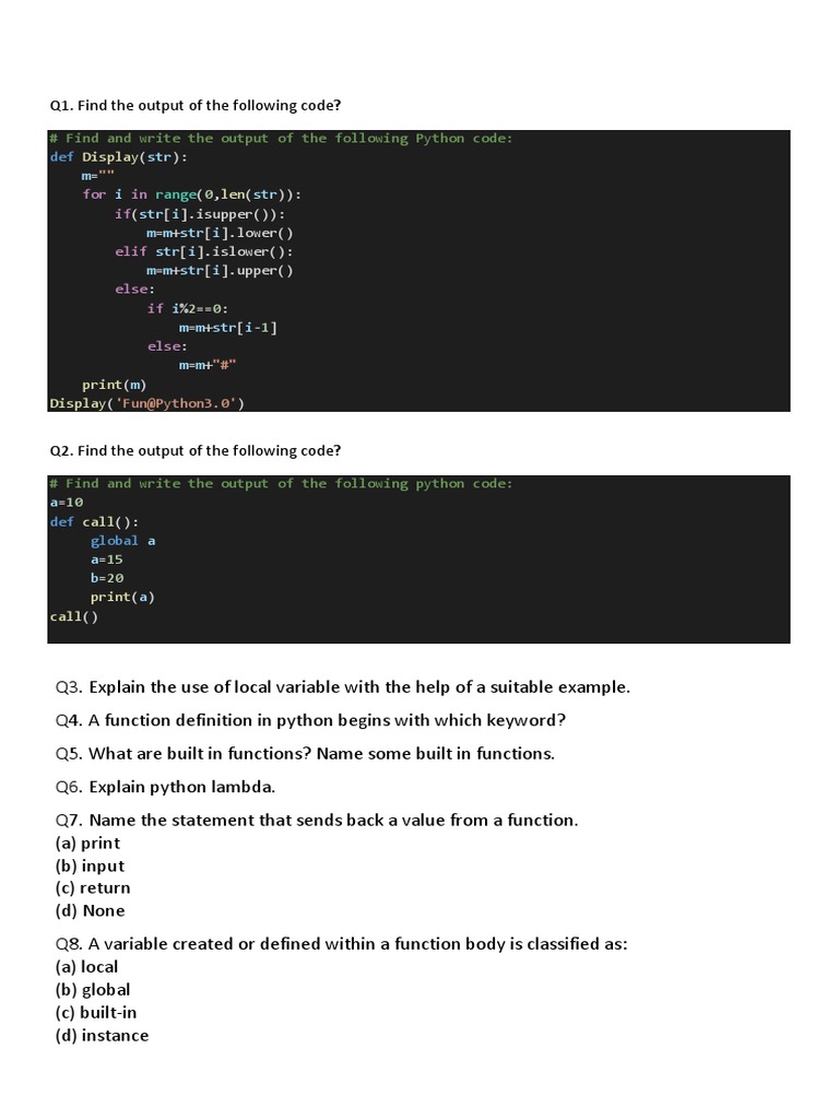 Q1. Find The Output of The Following Code?: Range | PDF