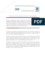 Resumen de La Temporada de Ciclones Tropicales 2002: Subdirección General Técnica Servicio Meteorológico Nacional