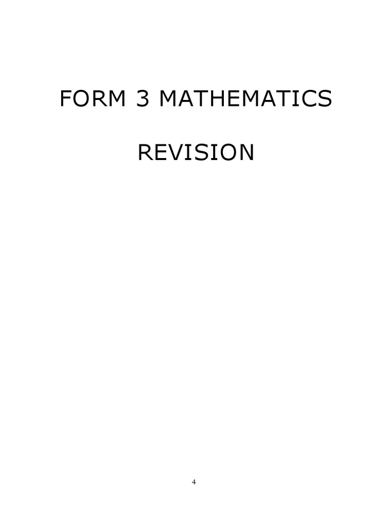 Form 3 Revision Math | PDF | Cartesian Coordinate System | Line (Geometry)