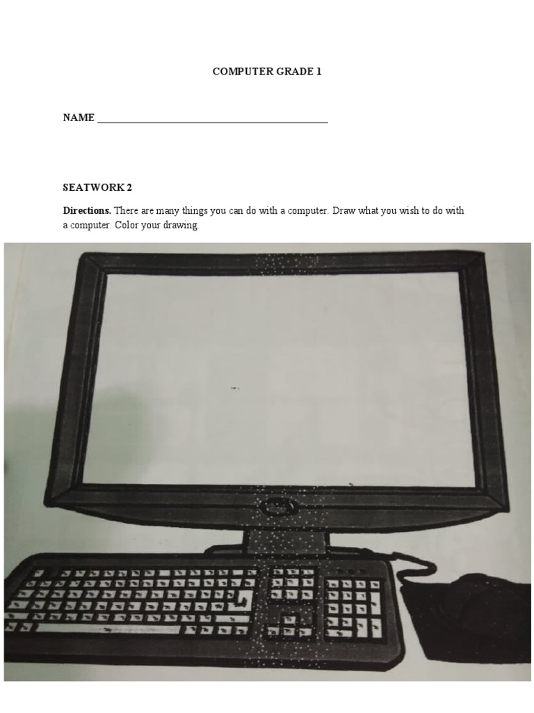 Computer Grade 1: A Computer. Color Your Drawing | PDF | Computers