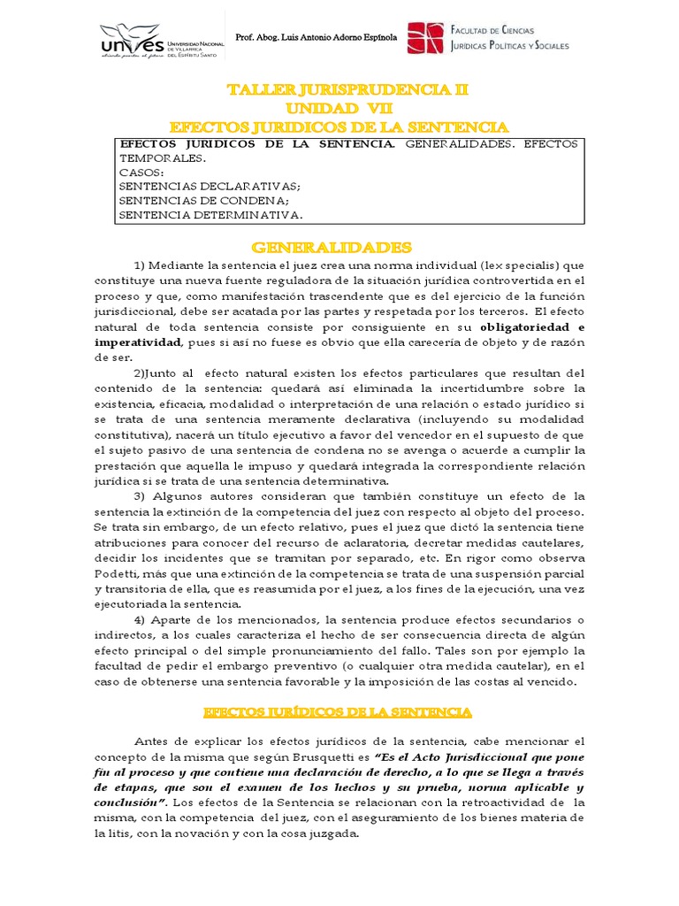 Efectos Jurídicos de la Sentencia | PDF | Sentencia (ley) | Res Judicata