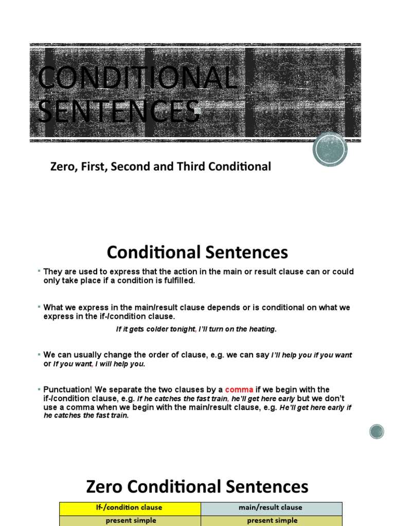 Conditional Sentences: Zero, First, Second and Third Conditional | PDF ...