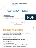 2011-01 - Geotécnica - AULA 1 - Conteúdo Programático e Introdução