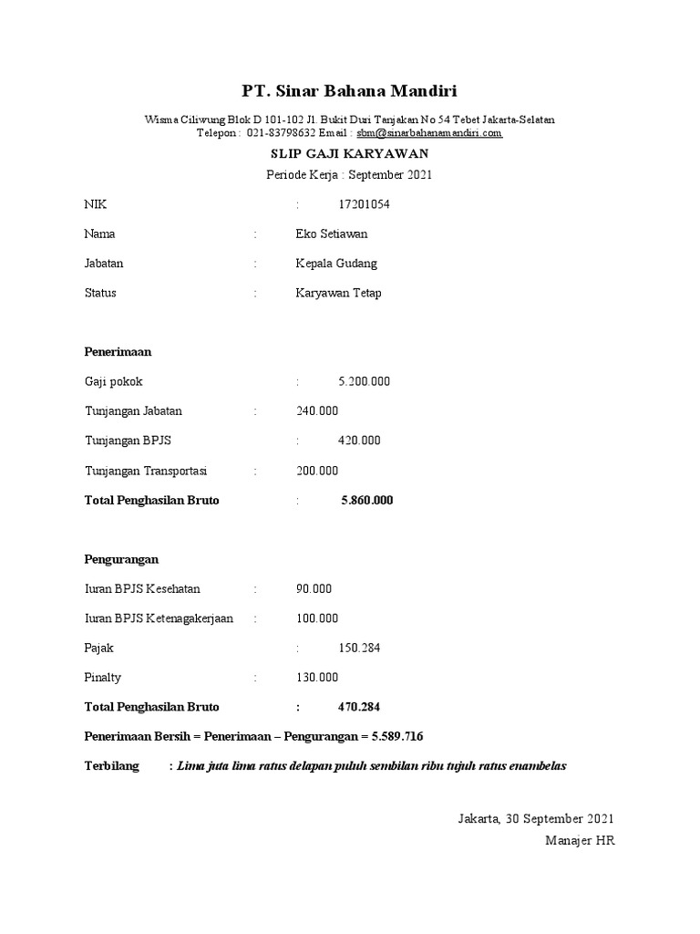 Contoh Slip Gaji PDF