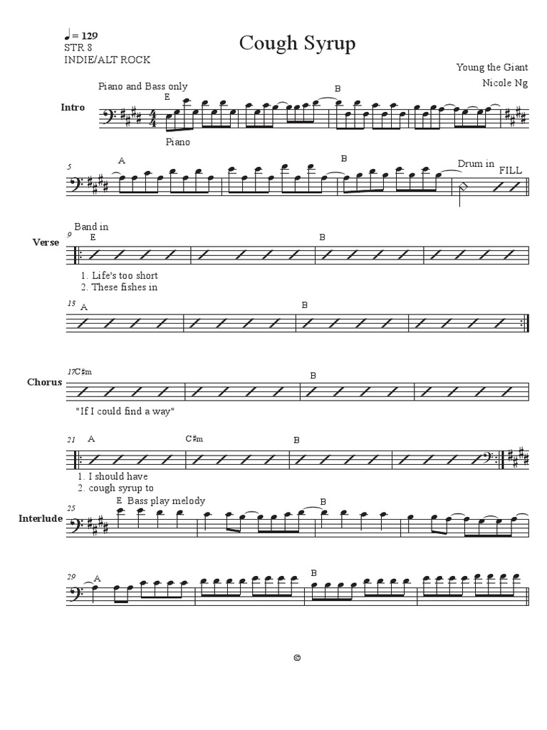 Cough Syrup Score PDF Song Structure Songs