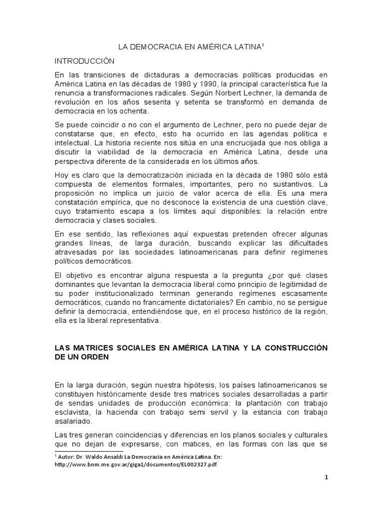 Desafíos de la Democracia en América Latina | PDF | Ideologías ...