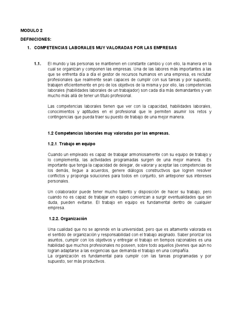 Competencias Laborales Clave para Empresas | PDF | Gestión de recursos ...