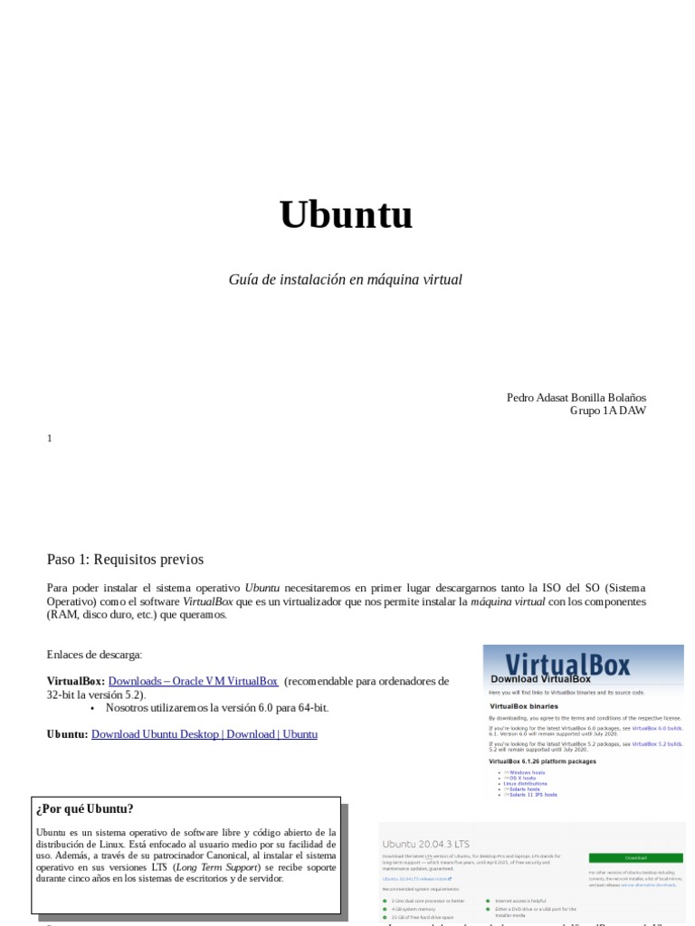 Guía para instalar Ubuntu en VirtualBox | PDF | Arquitectura de ...
