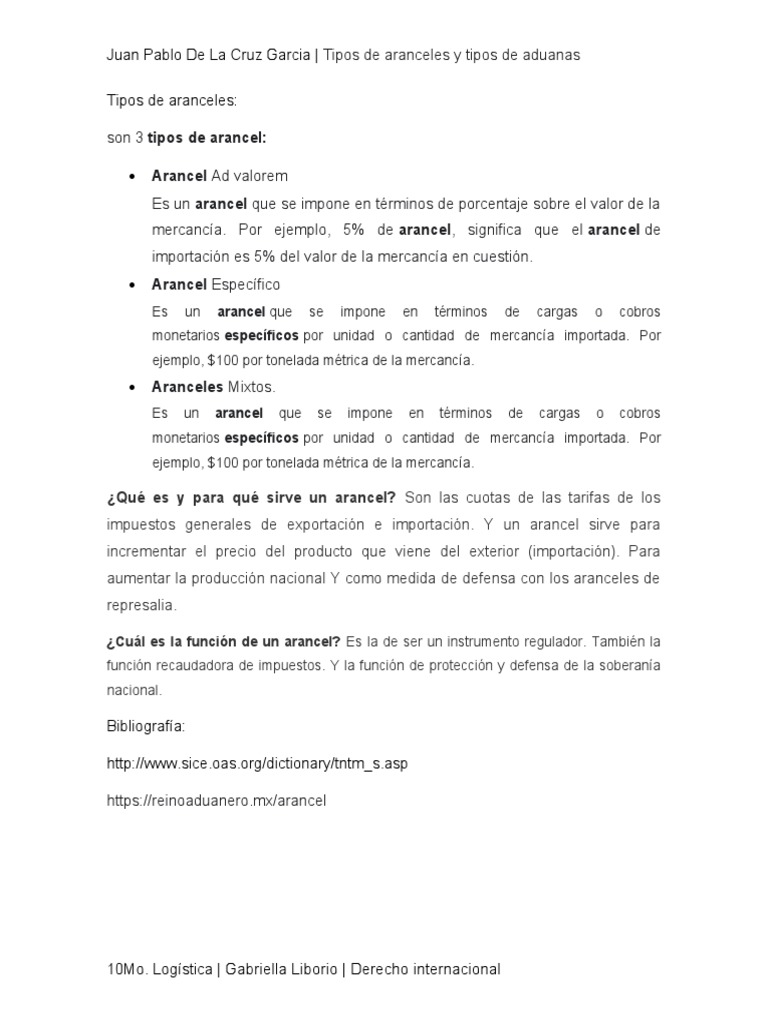 Tipos de aranceles y aduanas en México | PDF | Arancel | aduana
