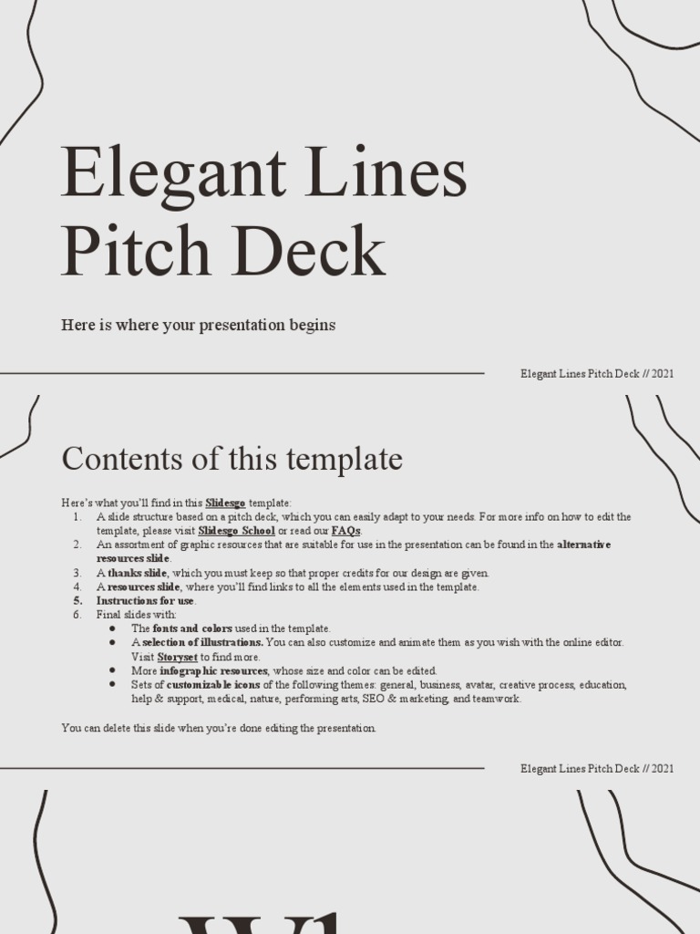 Elegant Lines Pitch Deck by Slidesgo | PDF | Planets | Solar System