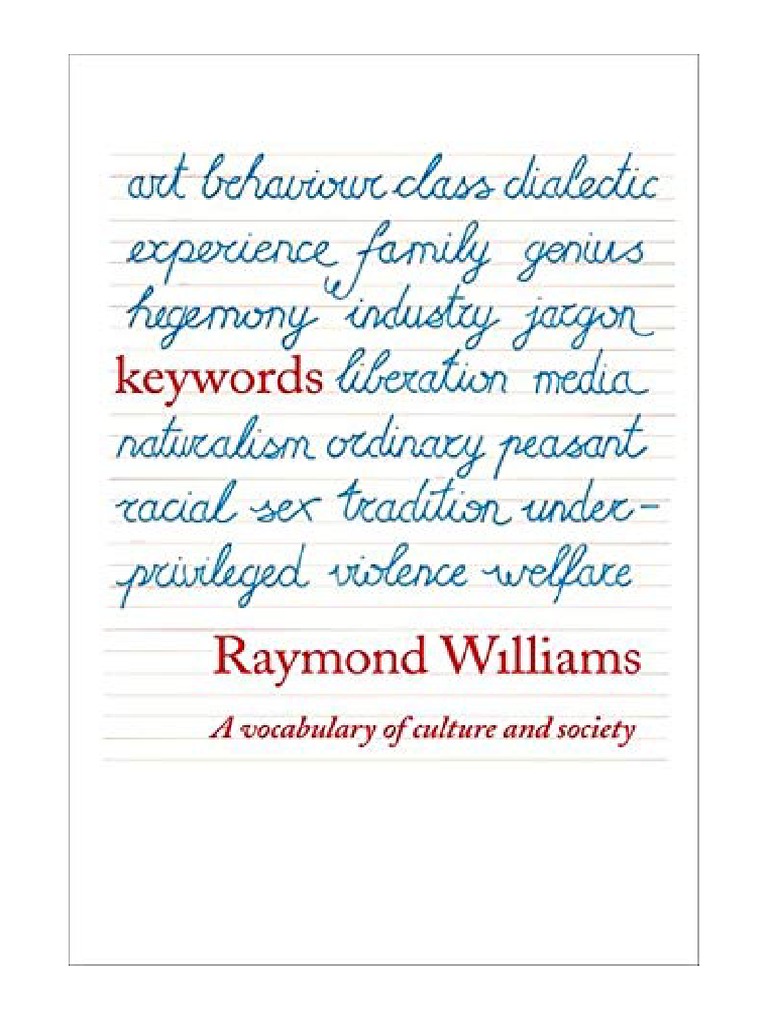 Keywords A Vocabulary of Culture and Society Raymond Williams PDF