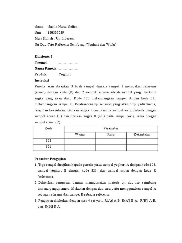 Nabila Nurul Nafisa - 180305039 - Uji Duo-Trio Seimbang | PDF