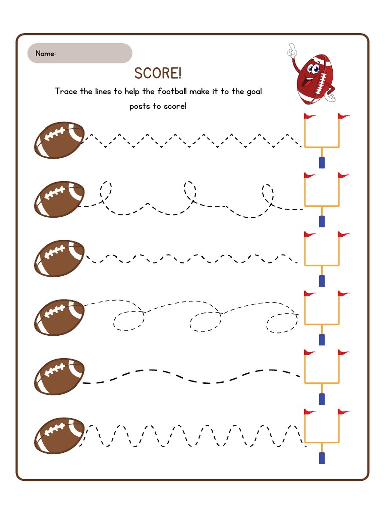Football Scoring Tracing Practice Worksheet PDF