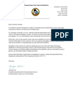 Panama-Buena Vista School District Letter To Parents