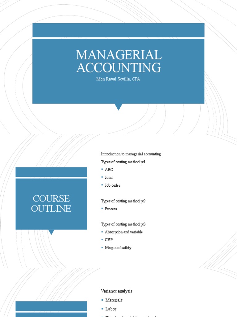 Managerial Accounting Course Outline | PDF | Net Present Value ...