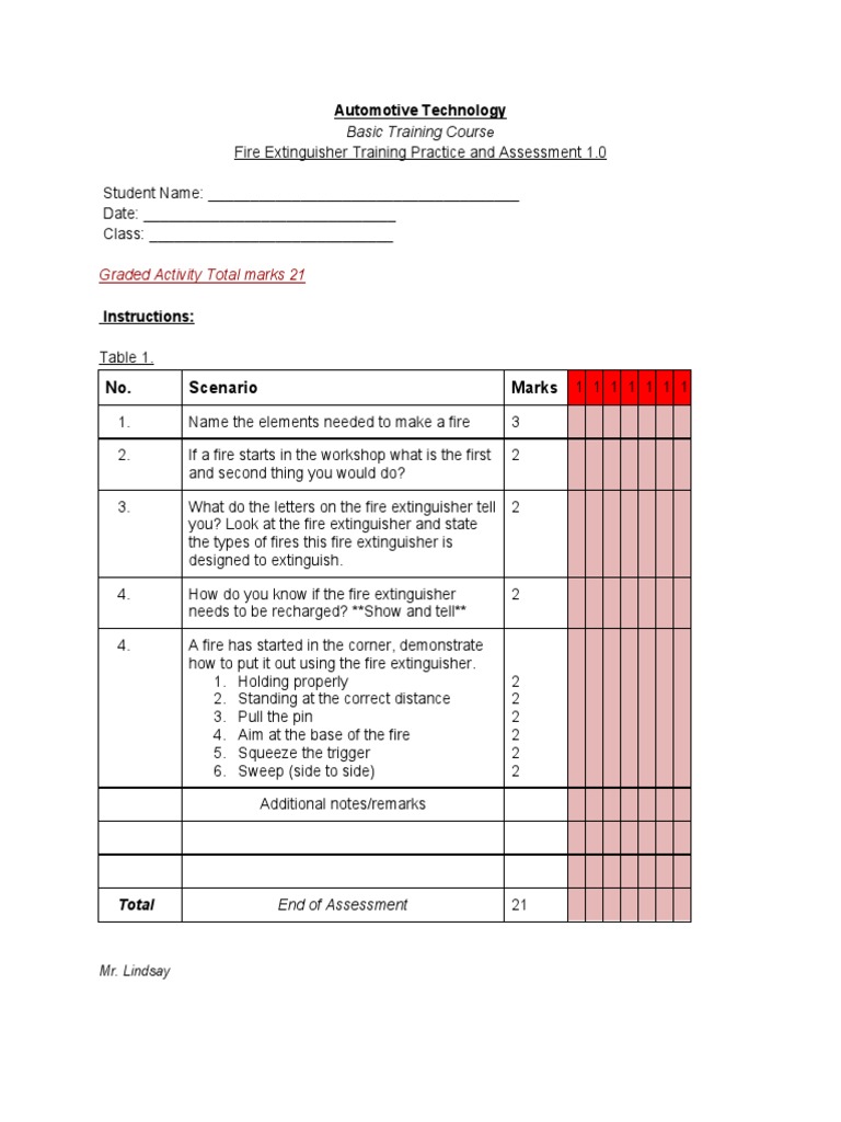 Fire Extinguisher Training Assessment | PDF