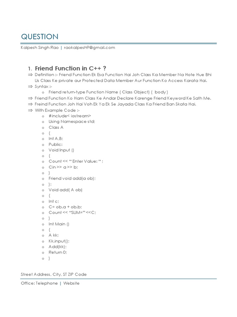Friend Function in C++ ? | PDF | C++ | Computing