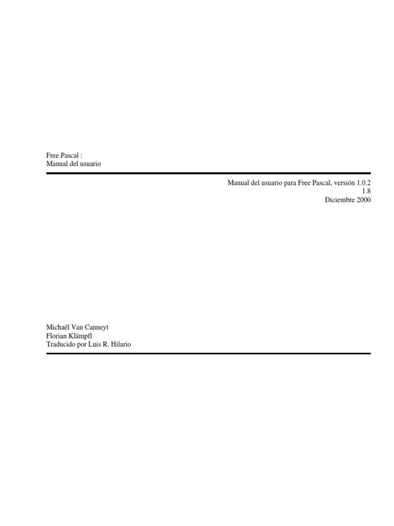 Manual de usuario de Free Pascal | PDF | Dos | Programa de computadora
