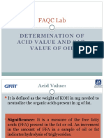 Faqc Lab: Determination of Acid Value and Sap. Value of Oil