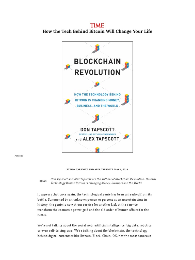 Tapscott 2016 How The Tech Behind Bitcoin Will Change Your Life Time | PDF  | Bitcoin | Computing