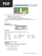 Unit 3. Fresh Foods Unit 3. Fresh Foods: Let's Listen!