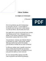 Le Temps Ne Revient Pas, par Olivier Mathieu, candidat poète et romancier à l'Académie française au fauteuil de Claude Lévi-Strauss (23 juin 2011)