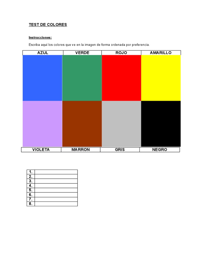 Test Colores Aplicación | PDF | Salud y bienestar
