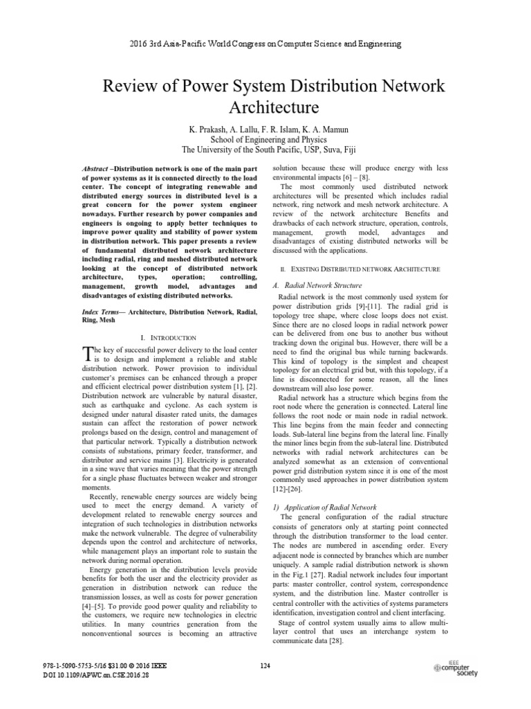 Review of Power System Distribution Network Architecture | PDF ...