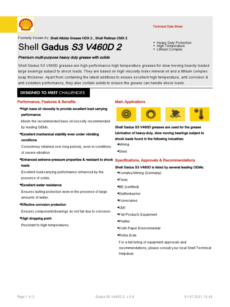 PDS Gadus S3 V460D 2 - SHELL | PDF | Materials | Chemistry