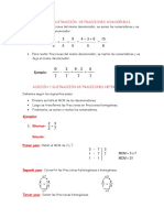 Adición y Sustracción de Fracciones Homogéneas 5°