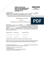 Modelo de Acta de Remoción Representante Legal o Suplente Por La Asamblea S.A.S.