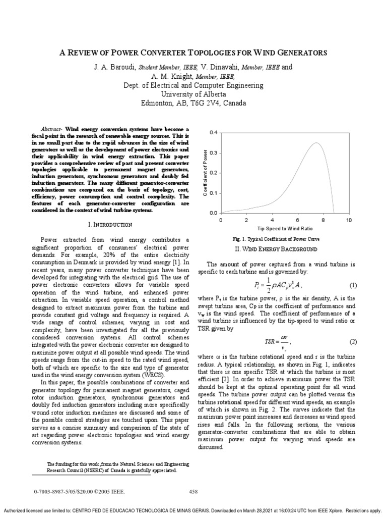 A Review Pof Power Converters Topologies For Wind Generators | PDF ...