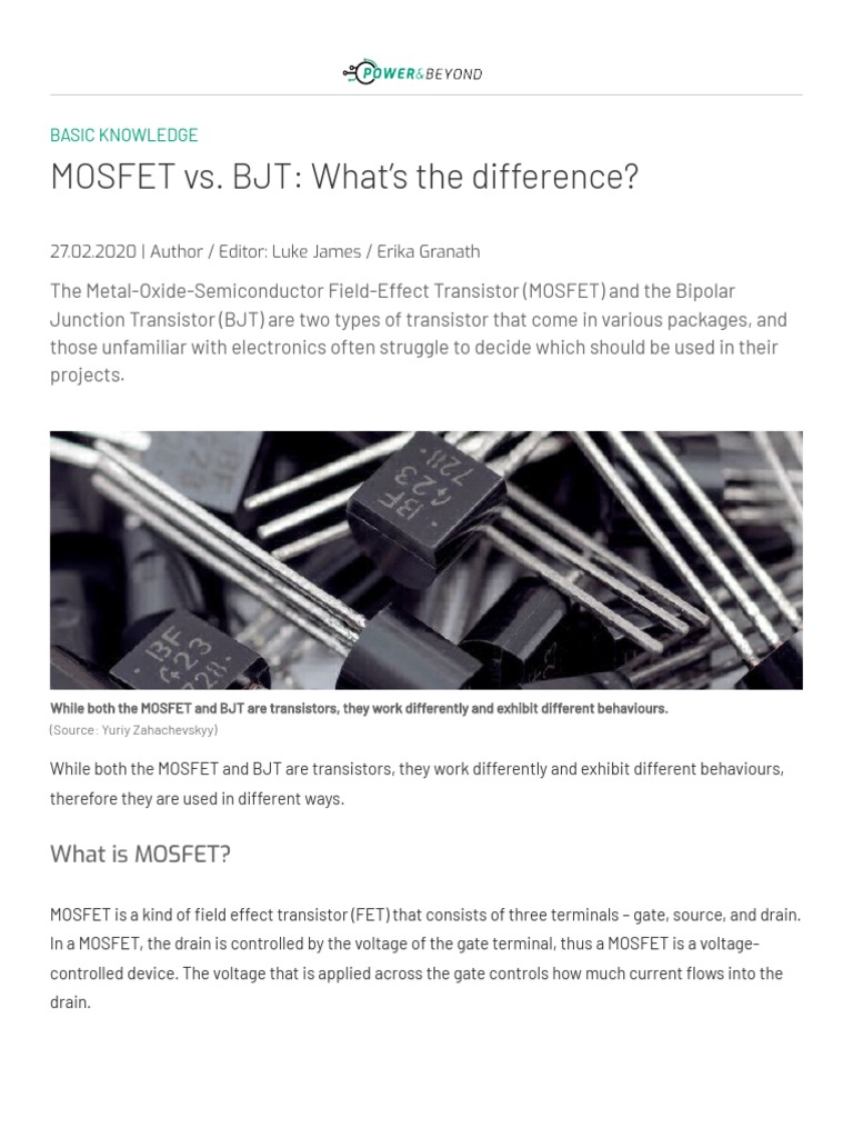 Power Beyond Mosfet Vs BJT Whats The Difference 909006 PDF Field
