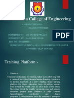 Poornima College of Engineering: A Presentation On Training Courses