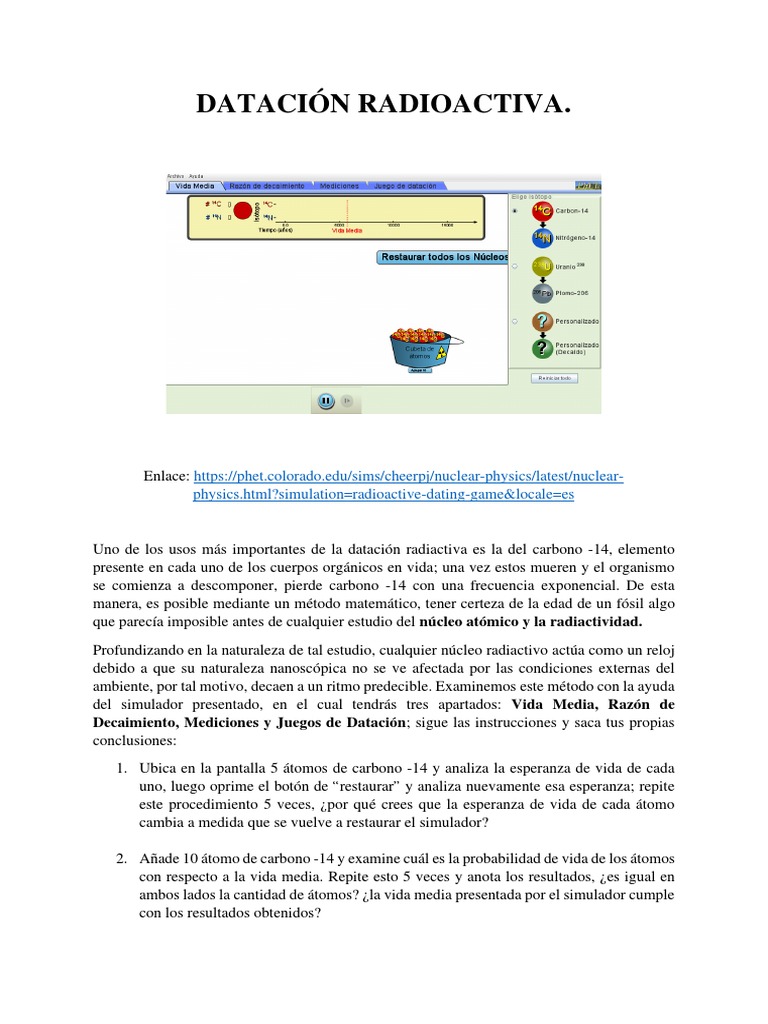Datación Radioactiva | PDF | Desintegración radioactiva | Datación por ...