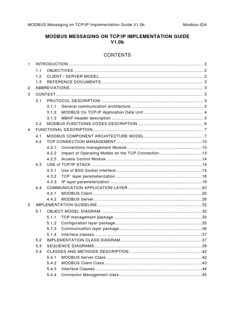 Modbus TCP/IP Messaging Guide V1.0b | PDF | Internet Protocol Suite ...