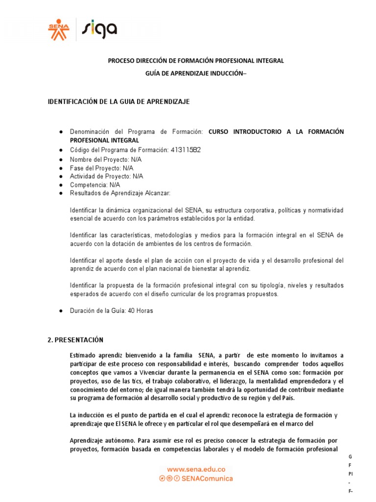 Gfpi-F-019 Guia de Aprendizaje Inducción 2021 | PDF | Aprendizaje ...