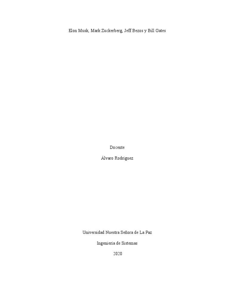 Elon Musk Mark Zuckerberg Jeff Bezos Y Bill Gates Pdf Facebook
