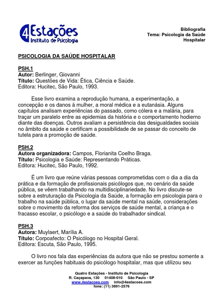 Psicologia da Saúde Hospitalar | PDF | Psicologia | Psicologia da Saúde, image size:768x1024