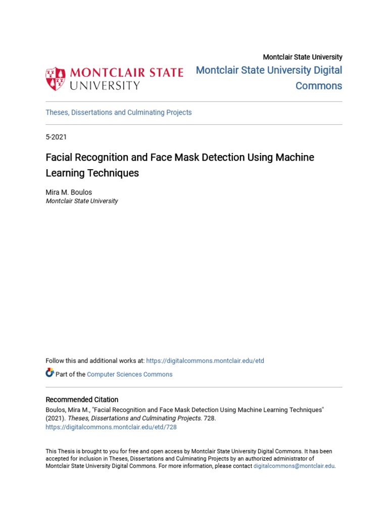 Facial Recognition and Face Mask Detection Using Machine Learning | PDF ...